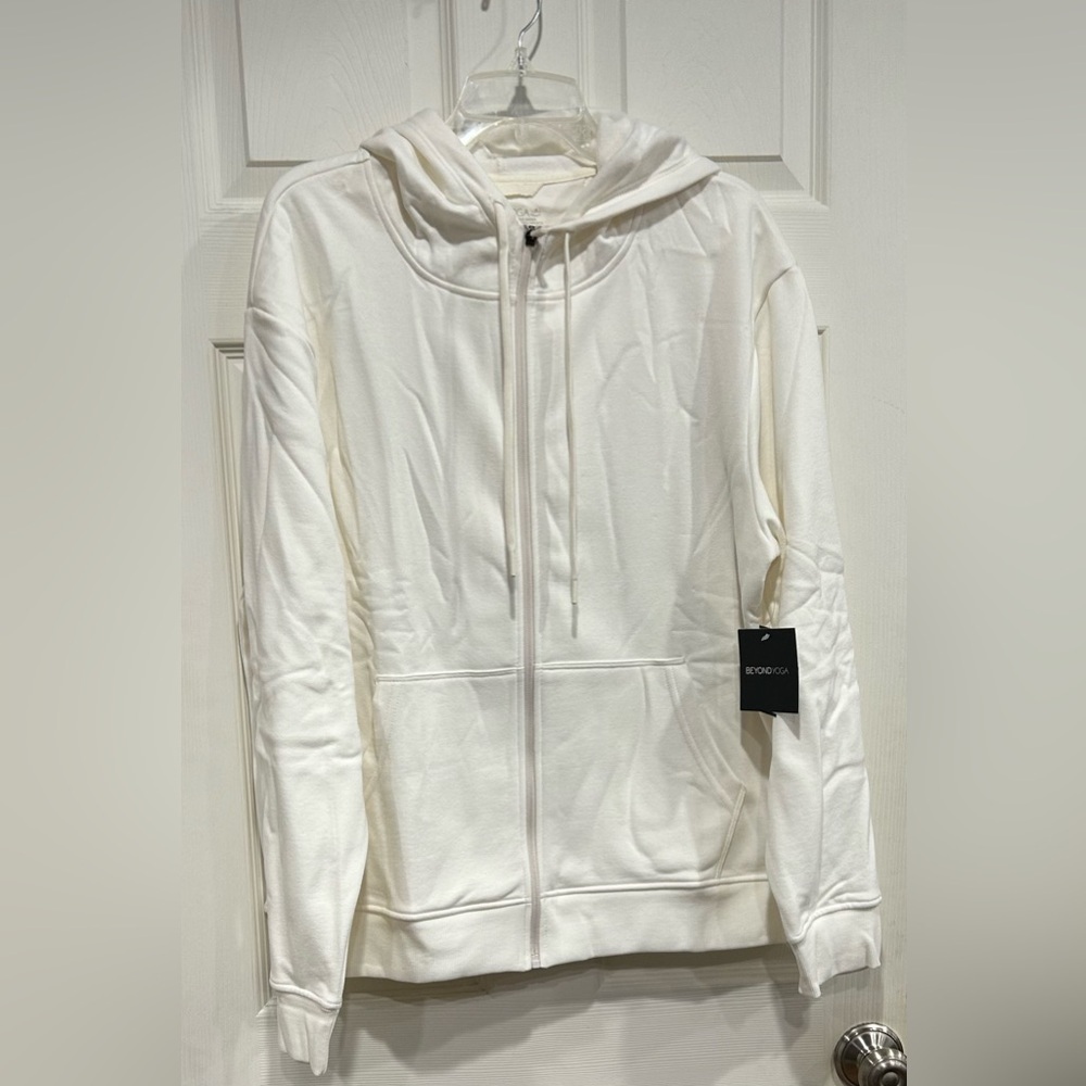 Beyond Yoga Men's Medium Every Body Zip Front Hoodie Sweatshirt Fresh Snow NWT